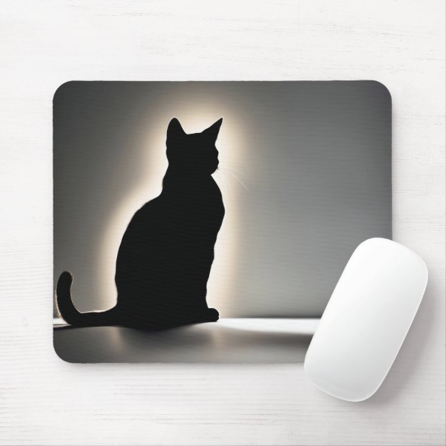 Kat Silhouette med gyllene glöd Musmatta (Med mus)