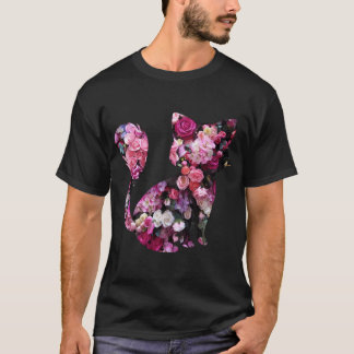 Kat Silhouette och Rosa ros T Shirt