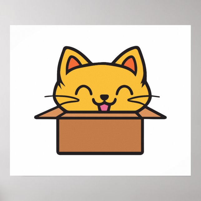 Kat sitta i kartong poster (Framsidan)