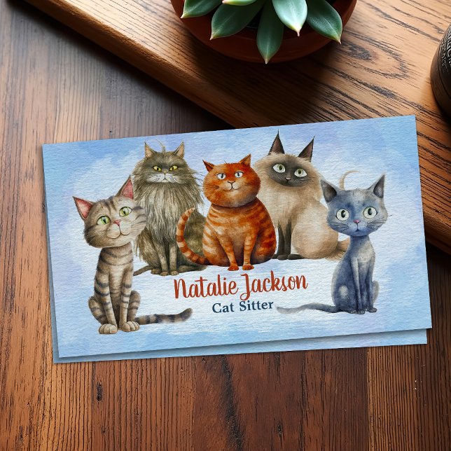 Kat Sitter (kattplatta) - Adsible Watercolor Cats  Visitkort (Skapare uppladdad)