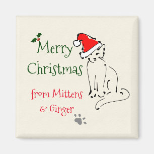 Kat Sketch-julkeepist: Kattunge i Santa hat Magnet