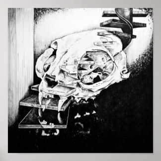 Kat Skull, fallande trapphus Poster