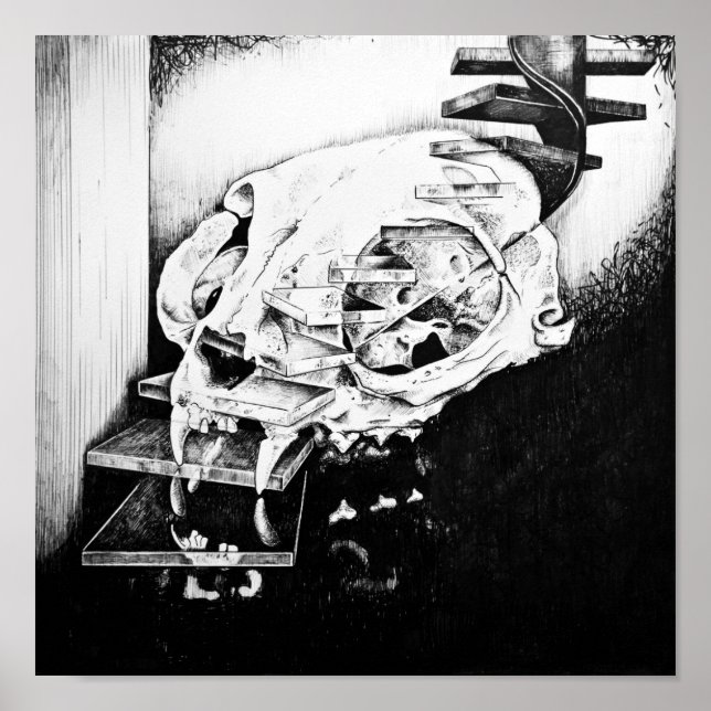 Kat Skull, fallande trapphus Poster (Framsidan)