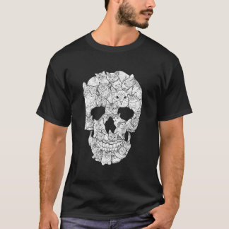 Kat Skull T-Shirt - Kattunge Skeleton Halloween