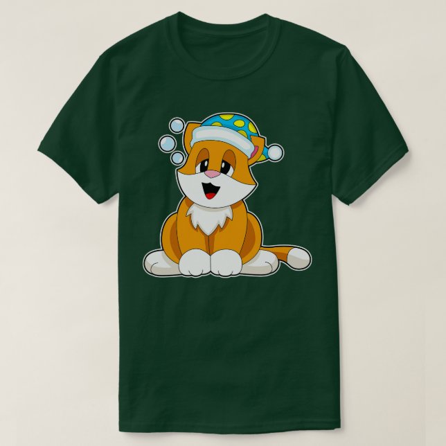 Kat Sleeping Nightcap T Shirt (Design framsida)