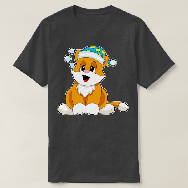 Kat Sleeping Nightcap T Shirt (Design framsida)