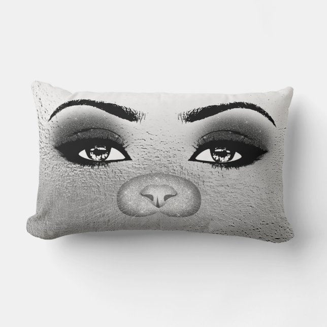Kat Snout-mask Makeup Silver Grått Black Lumbarkudde (Framsida)
