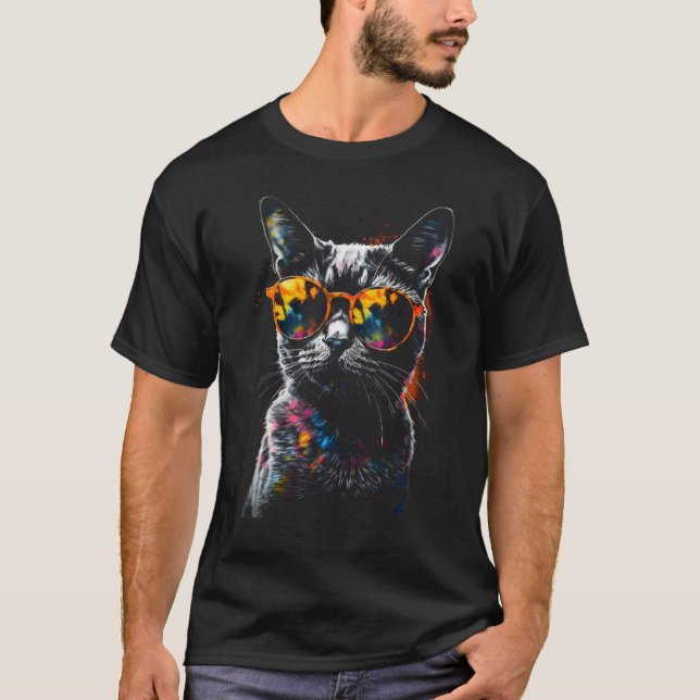 Kat Solglasögon Pet Animal Cat T Shirt (Framsida)