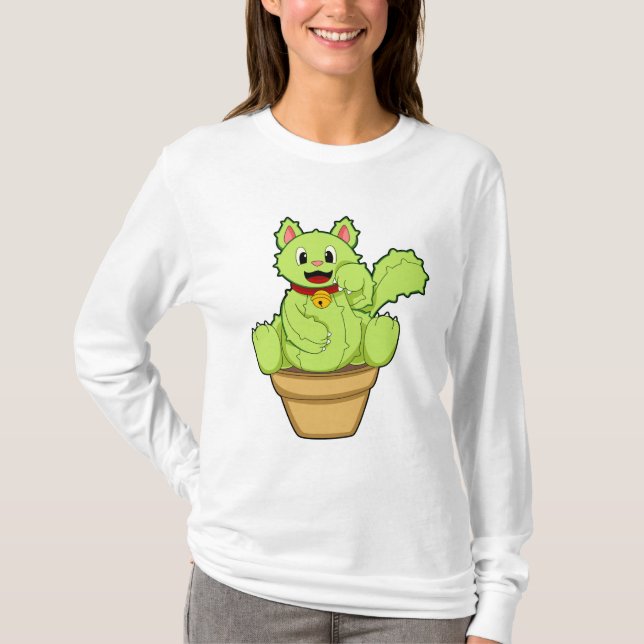 Kat som Cactus T Shirt (Framsida)