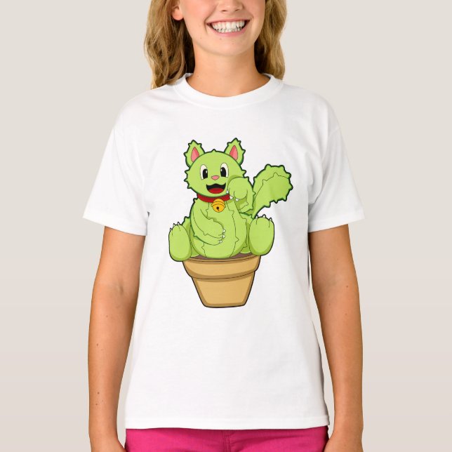 Kat som Cactus T Shirt (Framsida)