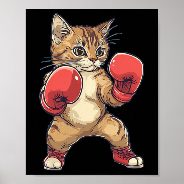 Kat som doserats som en boxer Funny Boxing Manar W Poster (Framsidan)