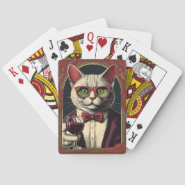 Kat som dricker vin-kort casinokort