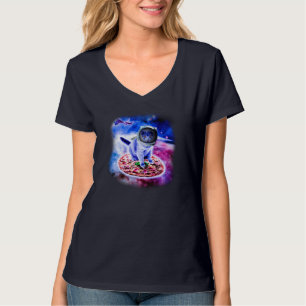 Kat som flyger en Pizza Astronaut Funny Kitten Spa T Shirt