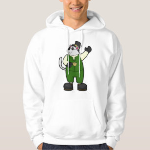 Kat som groom med kaffe och fett hoodie