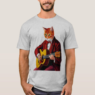 Kat som leker gitarr manar Citar T Shirt