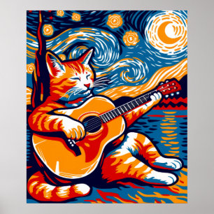Kat som Poster ut gitarr utomhus