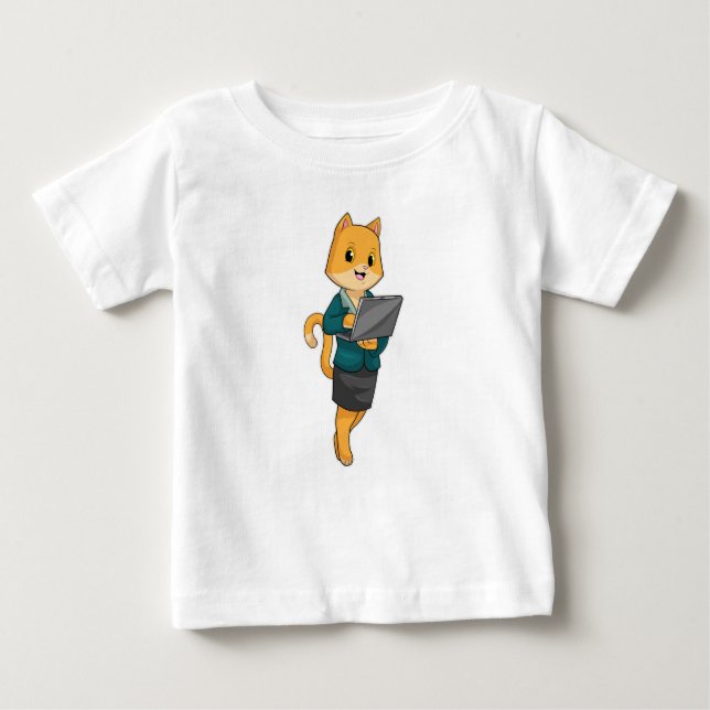 Kat som sekreterare för bärbara datorer t shirt (Framsida)