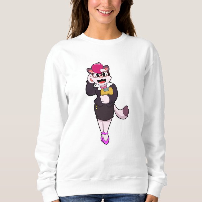 Kat som sekreterare vid Anteckningsblocket T Shirt (Framsida)
