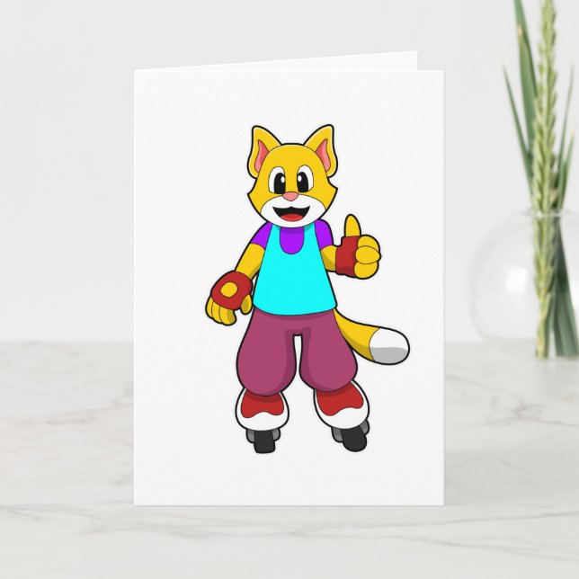Kat som Skater med infogade skal Kort (Framsida)