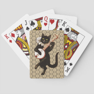 Kat som spelar Banjo Spelkort
