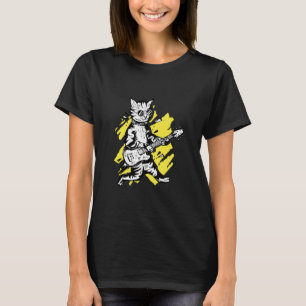 Kat som spelar elektrisk gitarr t shirt