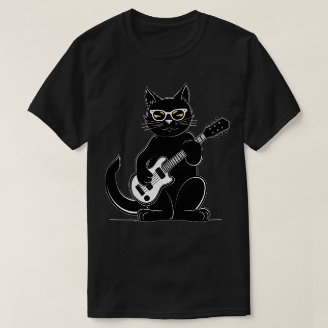 Kat som spelar gitarr 1 t shirt (Design framsida)