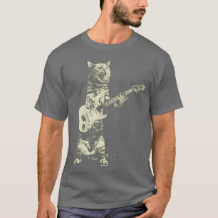Kat som spelar gitarr 4 t shirt