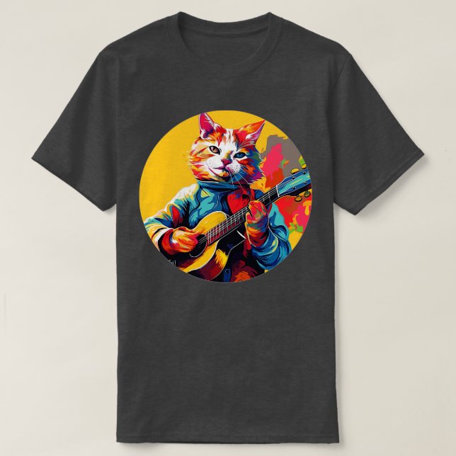 Kat som spelar gitarr 6 t shirt (Design framsida)