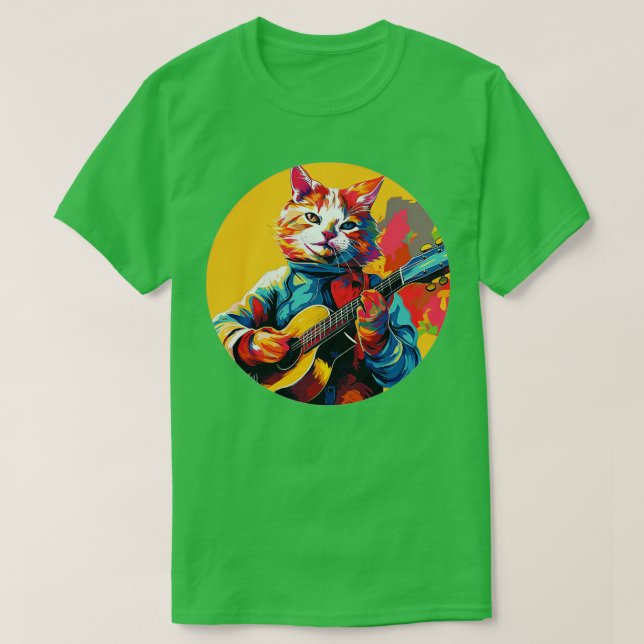 Kat som spelar gitarr 6 t shirt (Design framsida)