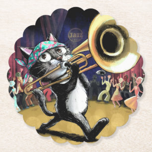 Kat som spelar trombone underlägg papper