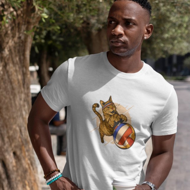 Kat som spelar volleyball t shirt (Skapare uppladdad)