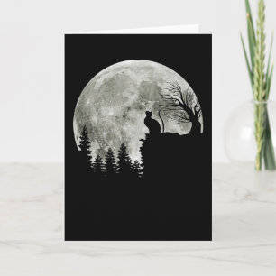 Kat som står på berget Moonlight Halloween Kort