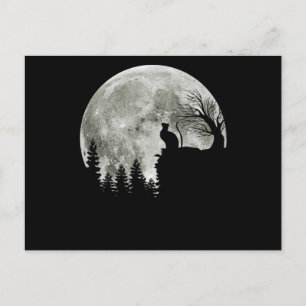 Kat som står på berget Moonlight Halloween Vykort