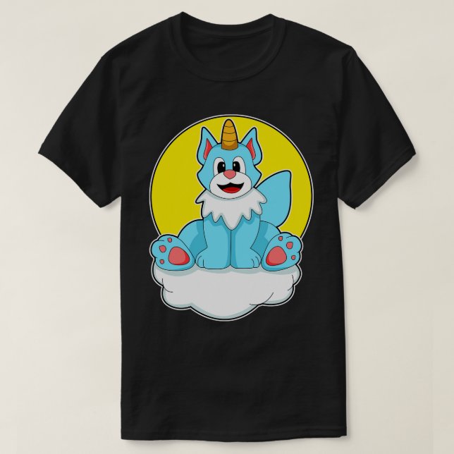 Kat som Unicorn på moln Sol T Shirt (Design framsida)