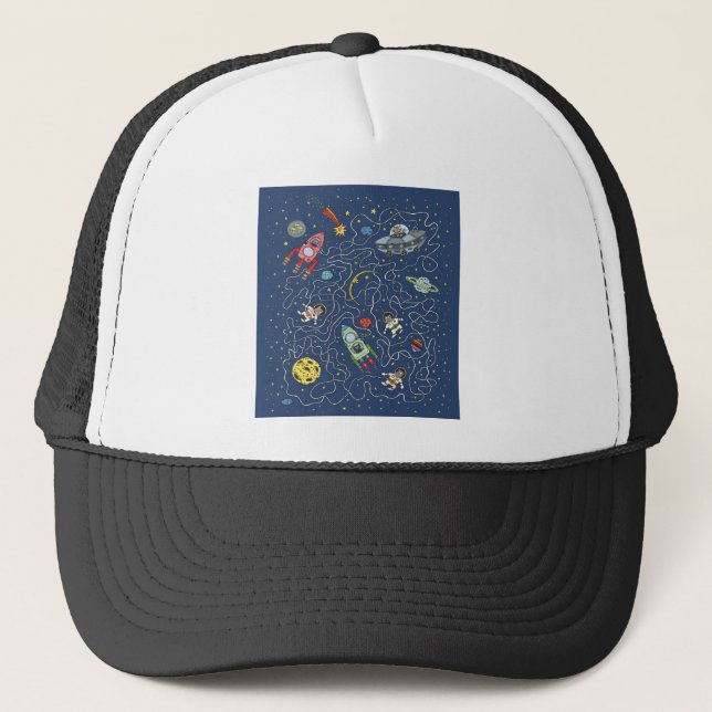 Kat Space Astronaut Rocket Maze Puzzle Mystopple Keps (Framsida)
