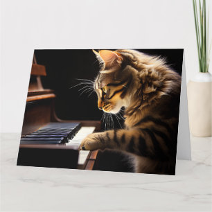 KAT-SPELKORT PIANO BIRTHDAY CUTE GREETING CARD TACK KORT