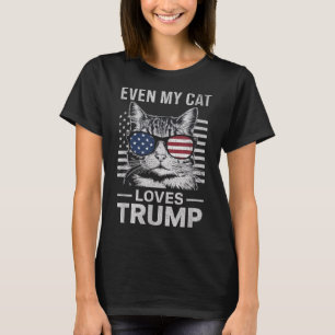 Kat Sungles USA flagga till och med min katt Kärle T Shirt