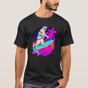 Kat Surfing Surfer Riding Wave Ocean Artistic Cool T Shirt