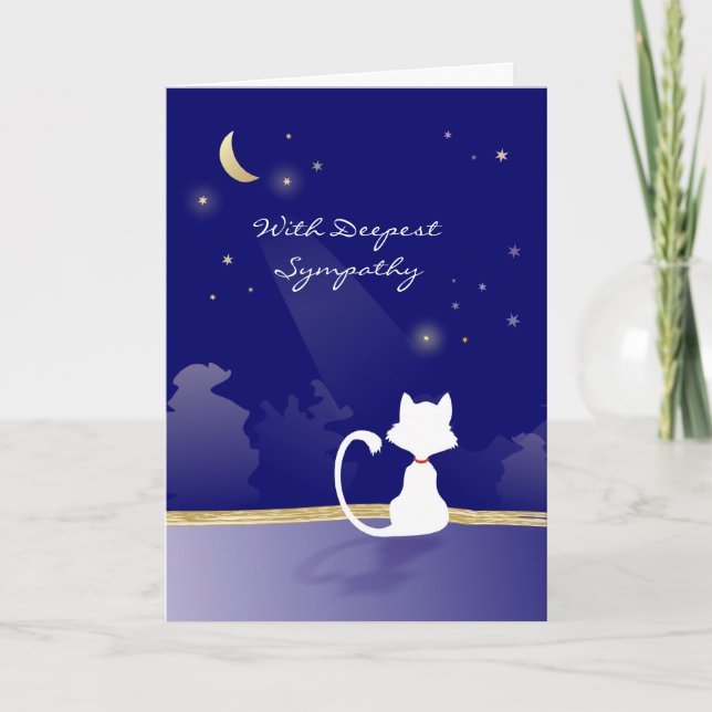 Kat Sympathy Card - Måne och stjärnor Kort (Framsida)