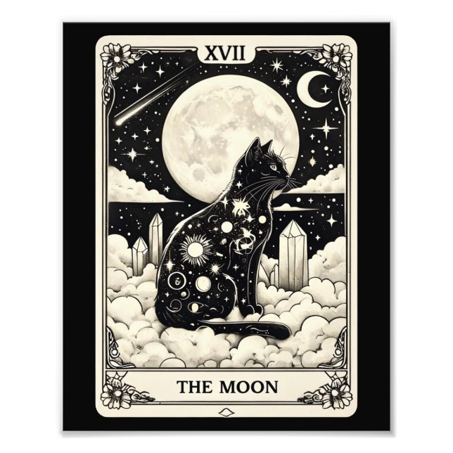 Kat Tarot-kort, Måne-grafik Fototryck (Framsidan)