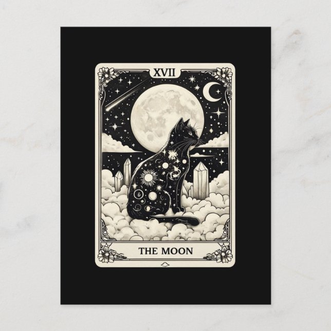 Kat Tarot-kort, Måne-grafik Helg Vykort (Framsida)