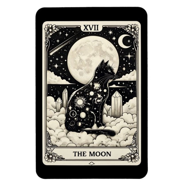 Kat Tarot-kort, Måne-grafik Magnet (Vertikal)