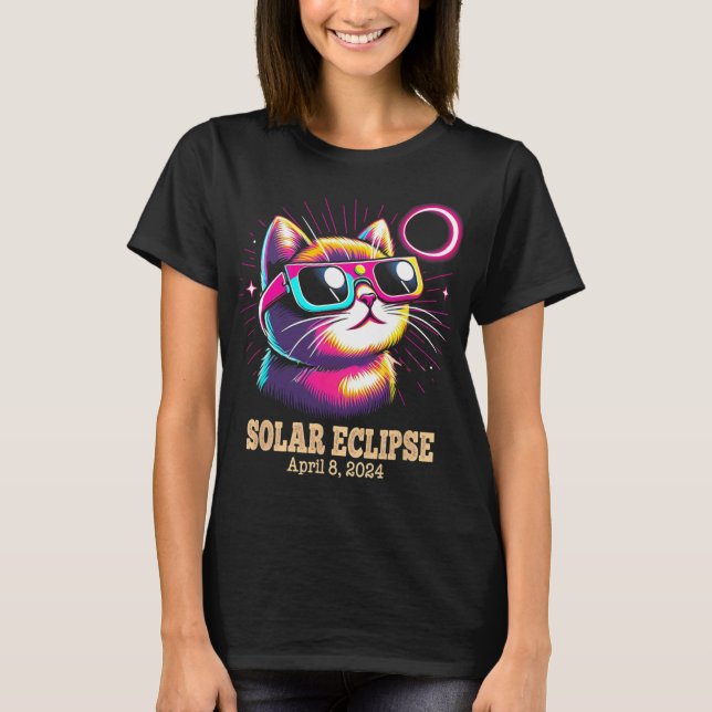 Kat Total Solar Eclipse April 8 T Shirt (Framsida)