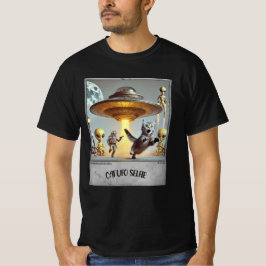 Kat UFO Selfie: Skrämt Kattunge (Man t-shirt) #01 T Shirt