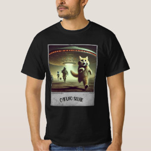 Kat UFO Selfie: Skrämt Kattunge (Man t-shirt) #03 T Shirt