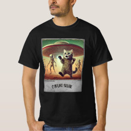 Kat UFO Selfie: Skrämt Kattunge (Man t-shirt) #07 T Shirt