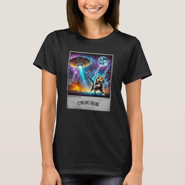 Kat UFO Selfie: Skrämt Kattunge (Woman t-shirt) #0 T Shirt (Framsida)