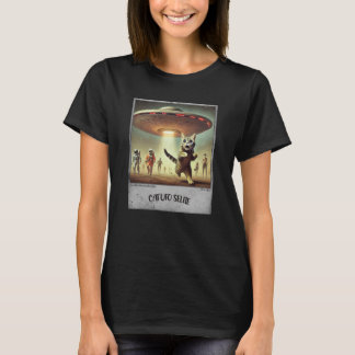 Kat UFO Selfie: Skrämt Kattunge (Woman t-shirt) #0 T Shirt