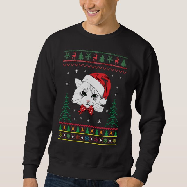 Kat Uggig jul Lång Ärmad Tröja (Framsida)