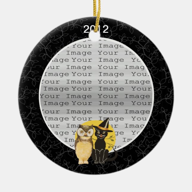 Kat & Uggla Halloween Bröllop Ornament (Framsidan)
